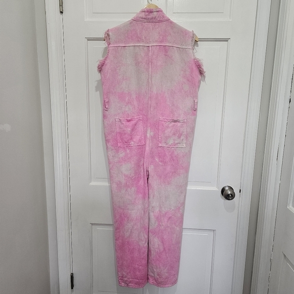 N°1 Los Angeles Pink Acid Wash Distressed Denim Jumpsuit Size S - Picture 13 of 17